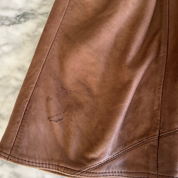 Anthropologie Cognac Leather Skirt - Picture 5 of 7